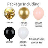 98pcs Pink White Black Wedding DIY Balloons Arch Garland Kit Chrome Rose Gold Globos Birthday Party Decor Baby Shower Supplies