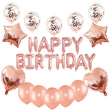 Rose Gold 21st Birthday Party Decoration Happy Birthday Balloons Banner Popcorn Garland for 21 Years Old Party Supplies