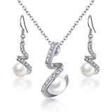 Fashion Golden Plated Opal Jewelry Sets For Woman Cubic Zirconia Water Drop Necklace Pendant Earrings Set Bridal Wedding Gift
