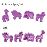 Christmas Gift 4PCS/SET 3D Animal Cookie Mold Food Grade Plastic Dinosaur Biscuit Cutter Jungle Party Baking Tools Party Cupcake DIY Supplies