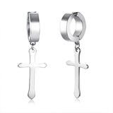 Christmas Gift Stainless Steel Earring with Cross Charm for Guys Men's Jewelry