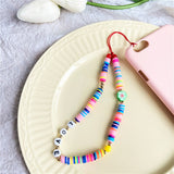 Cifeeo Ins Trendy Colorful Smiling Beads Chain Mobile Phone Chain Anti-lost Handmade Acrylic Cord Lanyard for Women Gifts