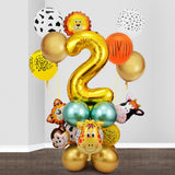 26pcs Jungle Party Decoration Animal Balloons Set Metal Latex Balloon Gold Number Globos Kids Birthday Balloons