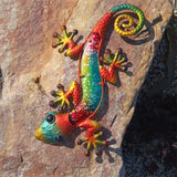 Christmas Gift Metal Red Gecko Wall Decor with Glass for Home Garden Sculpture and Miniatures Statues Outdoor Fairy Jardín Ornaments