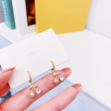 Exquisite Cute Cherry Design Plating Ear Stud Elegant Luxury Charm for Lady Trendy Delicate Earrings Gift