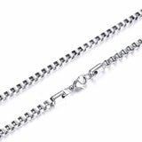 SILVERLY SQUARE LINK AND INGOT CHAIN NECKLACE FOR MEN STAINLESS STEEL CHOKER WITH 21-24 INCHES (2.1MM-5MM WIDE)