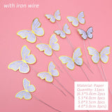 1Set Butterfly Paper Cake Topper Artificial Flower Head Happy Birthday Baby Shower Wedding Party Decor DIY Gift Baking Supplies