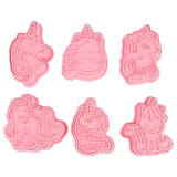 6pcs Unicorn Shape Cookie Cutter Mold Plastic 3D Cartoon Animal Baking Moulds Household Biscuit Cookie Stamp Home Kitchen Tools