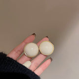 Graduation Gift Korean New Cream White Pearl Earrings Fashion Temperament Simple Versatile Earrings Women's Jewelry