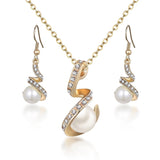Fashion Golden Plated Opal Jewelry Sets For Woman Cubic Zirconia Water Drop Necklace Pendant Earrings Set Bridal Wedding Gift