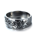 Cifeeo Vintage Punk Carved Eyes Mens Ring Finger Jewelry Hip Hop Rock Culture Ring Unisex Women Male Party Metal Rings Accessories