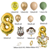 33pcs Avocado Green Metal Gold Balloon Kit With Figure Balloons For Kids Birthday Jungle Safari Party Decor DIY Home Supplies