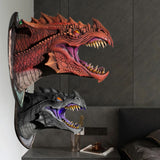 Cifeeo  3D Dragon Statue Legends Prop Wall Mounted Dinosaur Smoke Light Wall Art Sculpture Statue Wall Art Home Decor Room Decoration