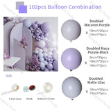 102pcs Doubled Macaron Purple Matte Lilac Baby Shower Balloons Garland Gender Reveal Birthday Party Kit Wedding Decoration