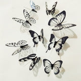 Cifeeo  18Pcs Black And White 3D Effect Crystal Butterflies Wall Sticker Beautiful Butterfly For Kids Room Wall Decals Home Decoration