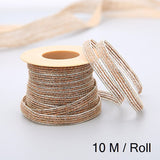 10M/Roll Vintage Jute Burlap Rolls Hessian Ribbon With Lace Wedding Party Xmas New Year  Decoration DIY Craft Gift Wrapping
