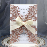 1pcs Glitter Paper Laser Cut Wedding Invitation Card Personalized Greeting Cards With Ribbon Birthday Party Wedding Decoration