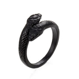 Snake Rings Black Silver Color Metal Punk Open Adjustable Design Animal Exaggerated Finger Ring for Women Men Party Jewelry Gift