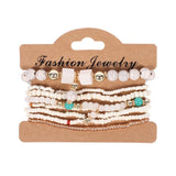 Vintage Ethnic Multilayer Big beads Bracelets Boho Statement Flower Bracelet Bangles For Women Summer Jewelry