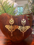 Mystical Moth & Moon Earrings, Hypoallergenic Butterfly Luna Moth Insect,Wanderlust Jewelry