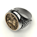 Vintage Engraving Knight Pattern Rings Punk Hip Hop Finger Jewelry Accessories Unisex Women Men Metal Rings Ancient Rome Rings