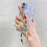 Cifeeo Ins Trendy Colorful Smiling Beads Chain Mobile Phone Chain Anti-lost Handmade Acrylic Cord Lanyard for Women Gifts