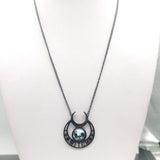 Christmas Gift Punk Gothic Witch Black Moon Necklace Triple Moon Goddess Blue Stone Necklace Women Black Moon Necklaces Pendants Jewelry Gift