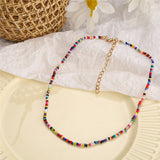 Cifeeo New Lovely Daisy Flower Colorful Beads Pearl Clavicle Choker Necklace for Women Girls Spring Summer Jewelry Wholesale