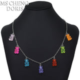 Christmas Gift Handmade 33 Styles Colors Cute Resin Gummy Bear Chain Necklaces, Candy Color Pendant For Women&Girl Daily Jewelry Party Gifts