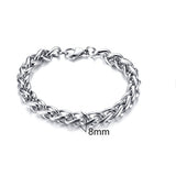 Christmas Gift MEN'S JEWELRY 3 TO 8MM WIDE STAINLESS STEEL WHEAT CHAIN BRACELET 7.48 TO 9 INCHES LOBSTER CLASP