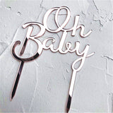 Christmas Gift Gold Pink Acrylic "One" "Oh Baby" Happy Birthday Cake Topper Wedding Bride Party Decoration Dessert Baking Supplies lovely Gifts