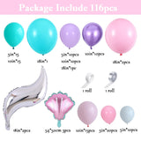 116pcs Mermaid Tail Shell Balloon Garland Arch pink purple latex ballon Baby Shower Girl 1st Birthday Party Favors Wedding Decor