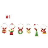 6pcs Wine Glass Pendants Christmas Party New Year Decoration Table Decorations Cup Ring Glass Pendants Xmas Decor Spplies