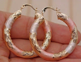 Trendy Gold Filling Hoop Earrings for Women Filled - Crude Tube Swirl Multilayer Circle 3-Color Plated Wedding Earring Jewelry