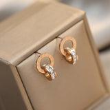 new classic Roman Number Titanium Steel Earrings For Woman Fashion Zircon Circle Pendant Earrings Luxury Party Jewelry