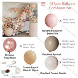 147pcs Doubled Cream Peach DIY Balloon Garland Rose Gold Arch Kit Apricot Birthday Wedding Baby Shower Anniversary Party Decor