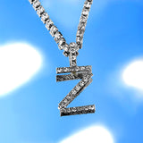 A-Z Custom Rhinestone Tennis Chain Letter Necklace for Women Men HipHop Jewelry Alphabet Pendant Necklace Choker Chain Wholesale