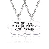 2 Pcs/Set Geometric Puzzle Necklace For Couples Lovers Romantic Pendant Statement Necklaces Lettering Jewelry Girlfriends Gifts