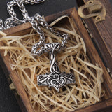 Christmas Gift Never Fade Mix Gold thor's hammer mjolnir necklace viking scandinavian norse viking necklace Men Stainless Steel gift