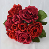 9pcs/set 4cm 7cm Silk Rose Flower Bouquet Real Touch Fake Flowers for Wedding Decoration Bridal Hold Bouquet Home Garden Supplie