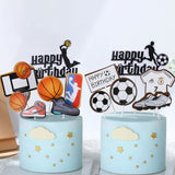 1Set/lot Basketball Football Theme Party Happy Birthday Banner Cake Topper For Kids Boy Birthday Party Cake Decorations Supplies