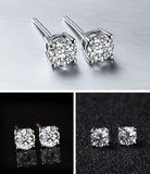 Christmas Gift With Certificate 100% Original Alloy Stud Earrings Natural 6/8mm Gemstone Zirconia  Earrings For Women