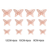 12PCs/Set 3D Hollow Decorative Butterfly Wall Stickers For Kids Rooms Home Decor Fridge Stickers DIY Party Wedding Butterflies