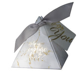 Cifeeo New Creative Grey Marble Pyramid Candy Box Gift Bag for Party Baby Shower Paper Boxes Package/Wedding Favours thanks Gift Box