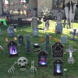 Halloween Garden Decoration fake Skull Skeleton LED Glowing Pumpkin Tombstone Haunted House Decor Horror Decor Halloween party