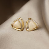 Elegant and Exquisite Opal Petal Circle Stud Earrings For Woman New Classic Jewelry Luxury Party Girl's Unusual Earrings