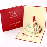 3D Pop Up Cards DIY Cake Greeting Postcards Gifts Card With Envelope For Party Favors Birthday Christmas Wedding Decoration