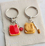 CIFEEO Cute Peanut Butter and Strawberry Jelly Keychains Set, Best Friend's Keychains,food Lover Gift