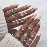 Back To School  punk jewelry women rings rose gold ring set vintage sale undefined wholesale bague femme for girls bts accesorios Christmas