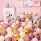 20pcs/Lot Retro Balloon Bean Paste Dusty Pink Peach DIY Baby Shower Birthday Party Bride Wedding Decoration Gold Confetti Globos